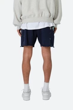 Contrast Paneled Sweatshorts - Navy 15 Contrast Paneled Sweatshorts - Navy -clothing Contrast Paneled Sweatshorts Navy 6