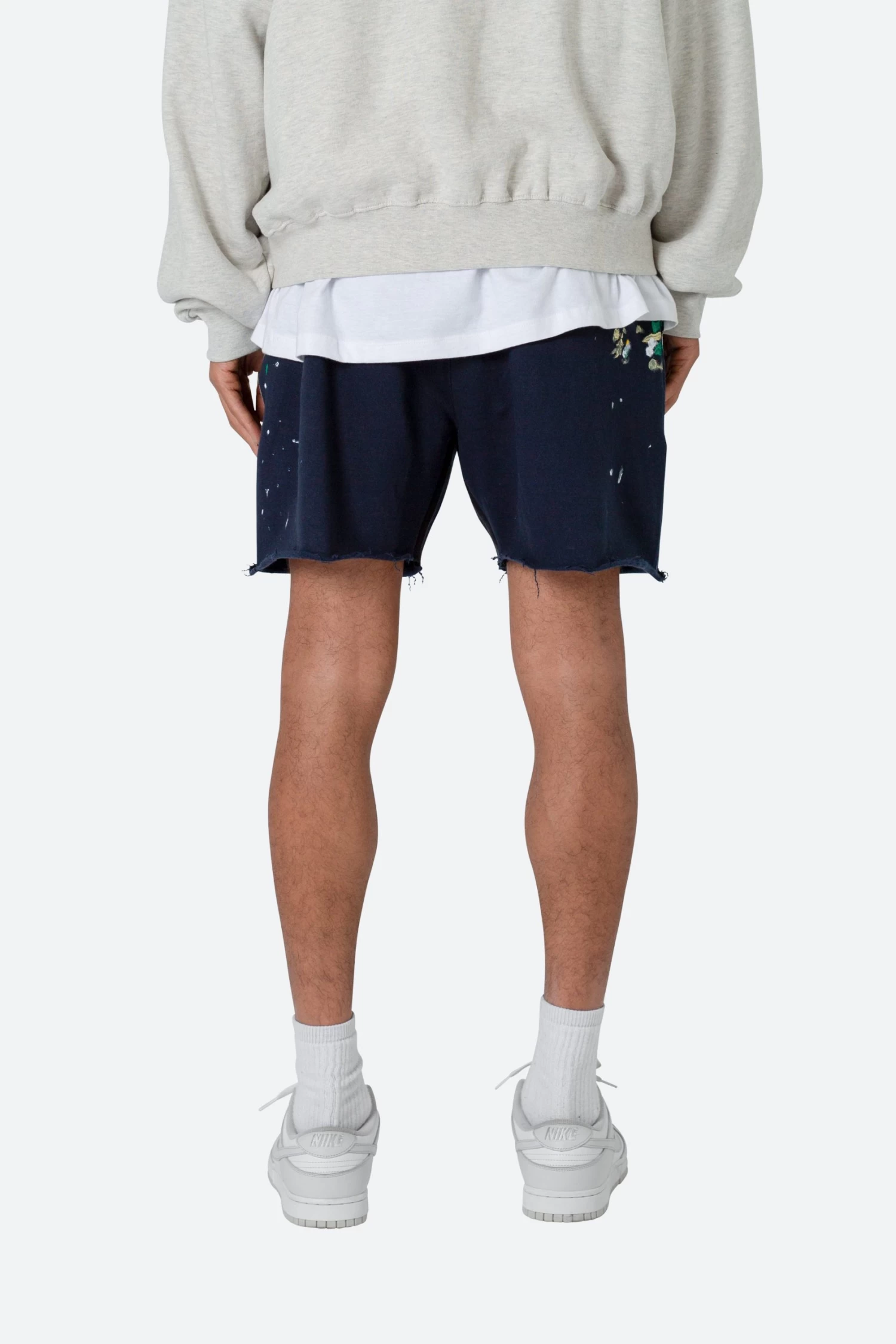 Contrast Paneled Sweatshorts - Navy 8 Contrast Paneled Sweatshorts - Navy - Image 6