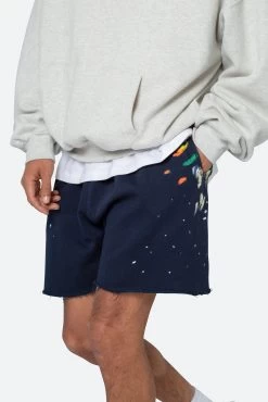 Contrast Paneled Sweatshorts - Navy 17 Contrast Paneled Sweatshorts - Navy -clothing Contrast Paneled Sweatshorts Navy 8