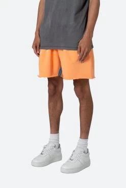 Contrast Paneled Sweatshorts - Orange -clothing Contrast Paneled Sweatshorts Orange 4