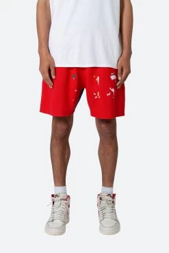 Contrast Paneled Sweatshorts - Red -clothing Contrast Paneled Sweatshorts Red 3