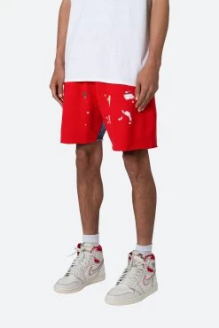 Contrast Paneled Sweatshorts - Red -clothing Contrast Paneled Sweatshorts Red 4