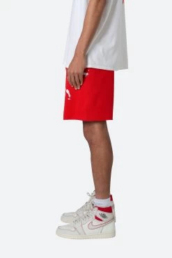 Contrast Paneled Sweatshorts - Red -clothing Contrast Paneled Sweatshorts Red 5