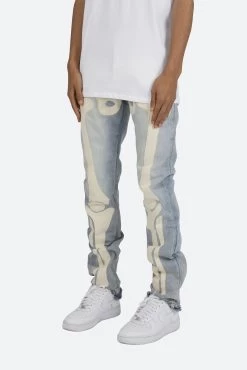 D184 Skeleton Straight Denim - Blue/White -clothing D184 Skeleton Straight Denim BlueWhite 3