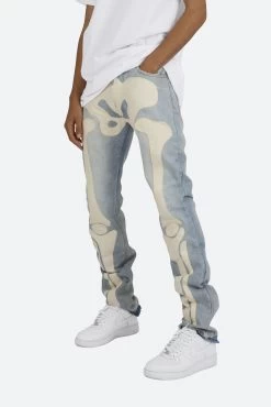 D184 Skeleton Straight Denim - Blue/White -clothing D184 Skeleton Straight Denim BlueWhite 6