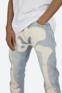 D184 Skeleton Straight Denim - Blue/White -clothing D184 Skeleton Straight Denim BlueWhite 7