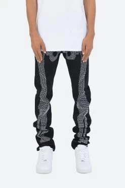 D249 Skeleton Straight Denim - Black/White