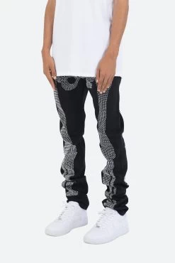 D249 Skeleton Straight Denim - Black/White -clothing D249 Skeleton Straight Denim BlackWhite 3