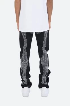 D249 Skeleton Straight Denim - Black/White -clothing D249 Skeleton Straight Denim BlackWhite 5