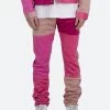D354 Patchwork Straight Denim - Pink 1 D354 Patchwork Straight Denim - Pink -clothing D354 Patchwork Straight Denim Pink