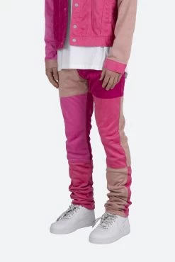 D354 Patchwork Straight Denim - Pink 15 D354 Patchwork Straight Denim - Pink -clothing D354 Patchwork Straight Denim Pink 4