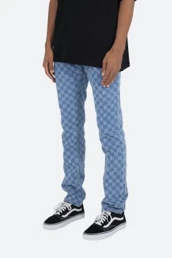 D407 Checker Straight Denim - Blue 11 D407 Checker Straight Denim - Blue -clothing D407 Checker Straight Denim Blue 3
