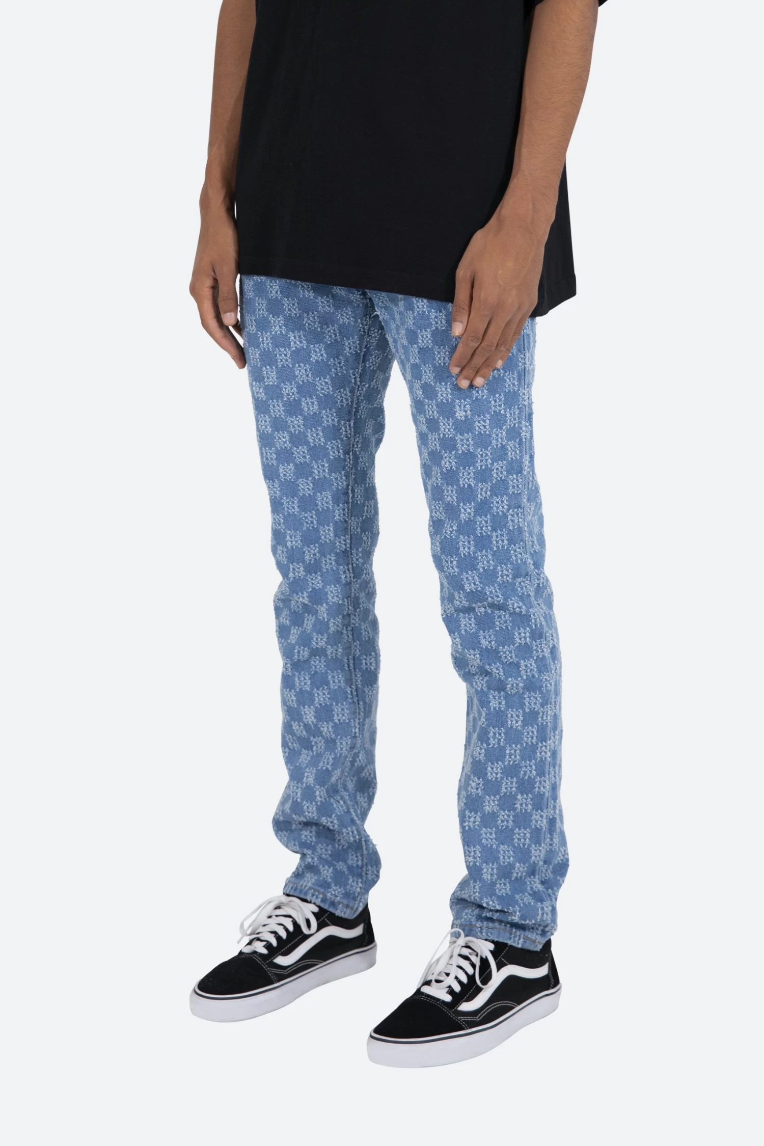 D407 Checker Straight Denim - Blue 5 D407 Checker Straight Denim - Blue - Image 3