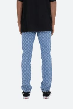 D407 Checker Straight Denim - Blue 13 D407 Checker Straight Denim - Blue -clothing D407 Checker Straight Denim Blue 5