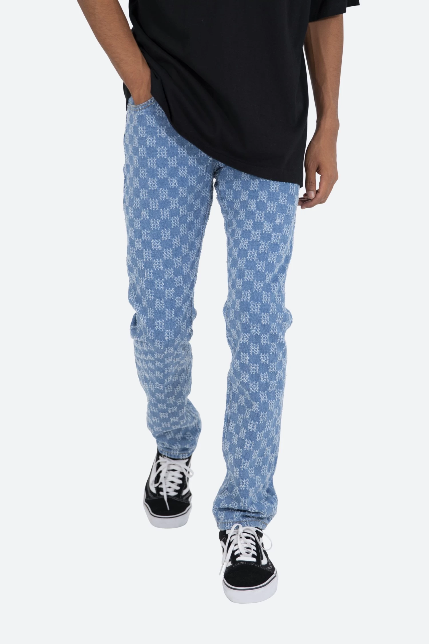 D407 Checker Straight Denim - Blue 8 D407 Checker Straight Denim - Blue - Image 6