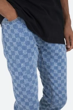 D407 Checker Straight Denim - Blue 15 D407 Checker Straight Denim - Blue -clothing D407 Checker Straight Denim Blue 7