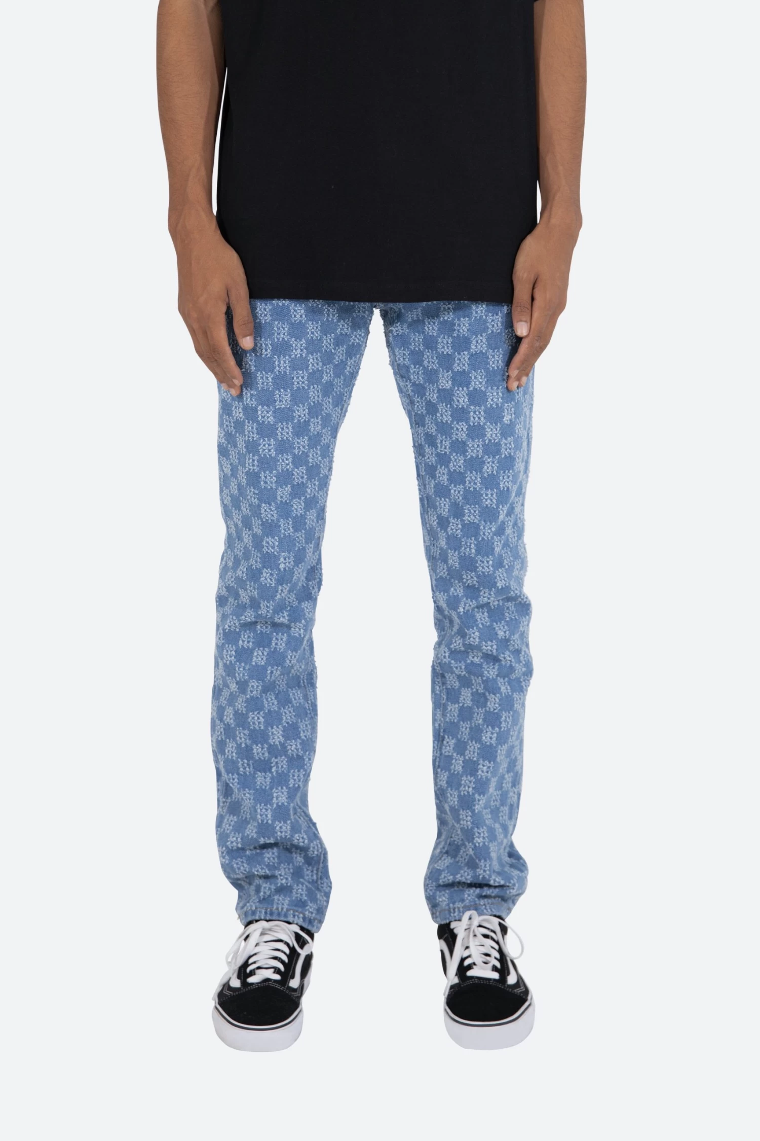D407 Checker Straight Denim - Blue 3 D407 Checker Straight Denim - Blue