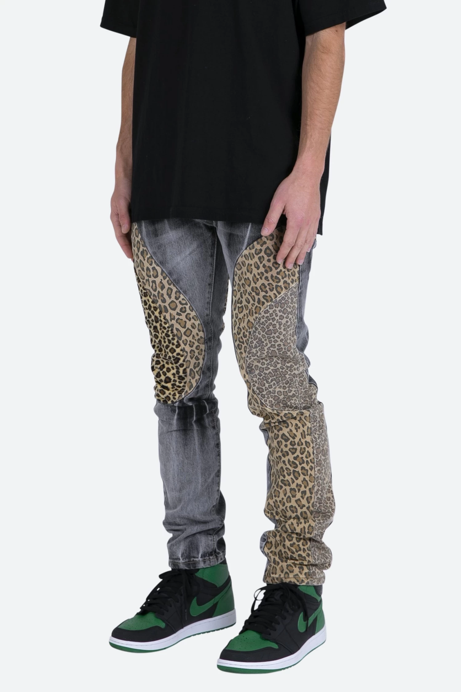 D422 Leopard Straight Denim - Black/Brown 5 D422 Leopard Straight Denim - Black/Brown - Image 3