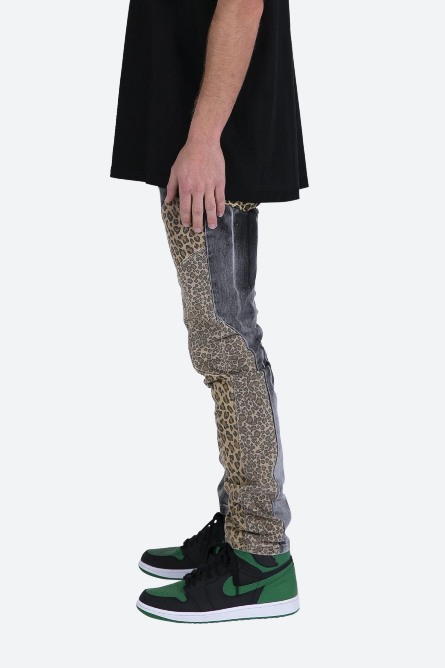 D422 Leopard Straight Denim - Black/Brown 6 D422 Leopard Straight Denim - Black/Brown - Image 4