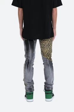 D422 Leopard Straight Denim - Black/Brown 15 D422 Leopard Straight Denim - Black/Brown -clothing D422 Leopard Straight Denim BlackBrown 5