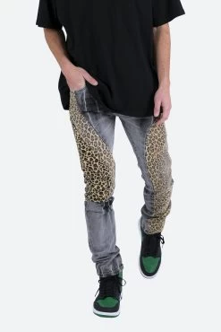 D422 Leopard Straight Denim - Black/Brown 16 D422 Leopard Straight Denim - Black/Brown -clothing D422 Leopard Straight Denim BlackBrown 6