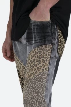 D422 Leopard Straight Denim - Black/Brown 18 D422 Leopard Straight Denim - Black/Brown -clothing D422 Leopard Straight Denim BlackBrown 8