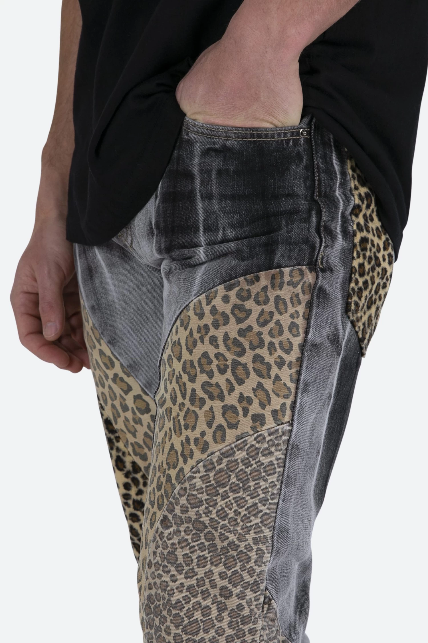 D422 Leopard Straight Denim - Black/Brown 10 D422 Leopard Straight Denim - Black/Brown - Image 8
