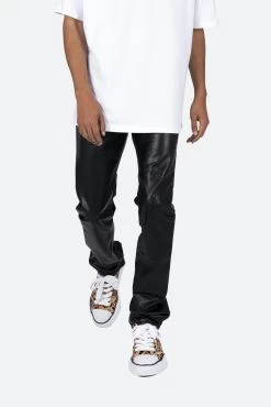 D481 Leather Straight Pants - Black 15 D481 Leather Straight Pants - Black -clothing D481 Leather Straight Pants Black 6