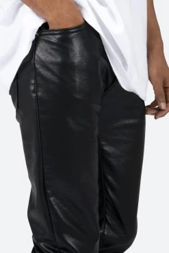 D481 Leather Straight Pants - Black 17 D481 Leather Straight Pants - Black -clothing D481 Leather Straight Pants Black 8