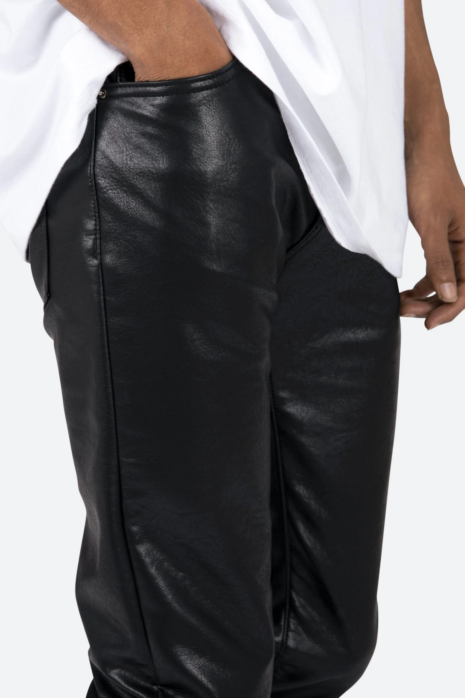 D481 Leather Straight Pants - Black 10 D481 Leather Straight Pants - Black - Image 8