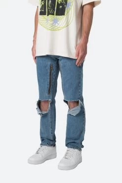 D530 Zipper Straight Denim - Blue -clothing D530 Zipper Straight Denim Blue 3