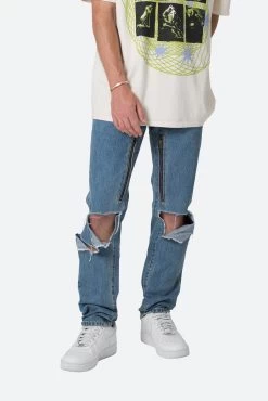 D530 Zipper Straight Denim - Blue -clothing D530 Zipper Straight Denim Blue 6