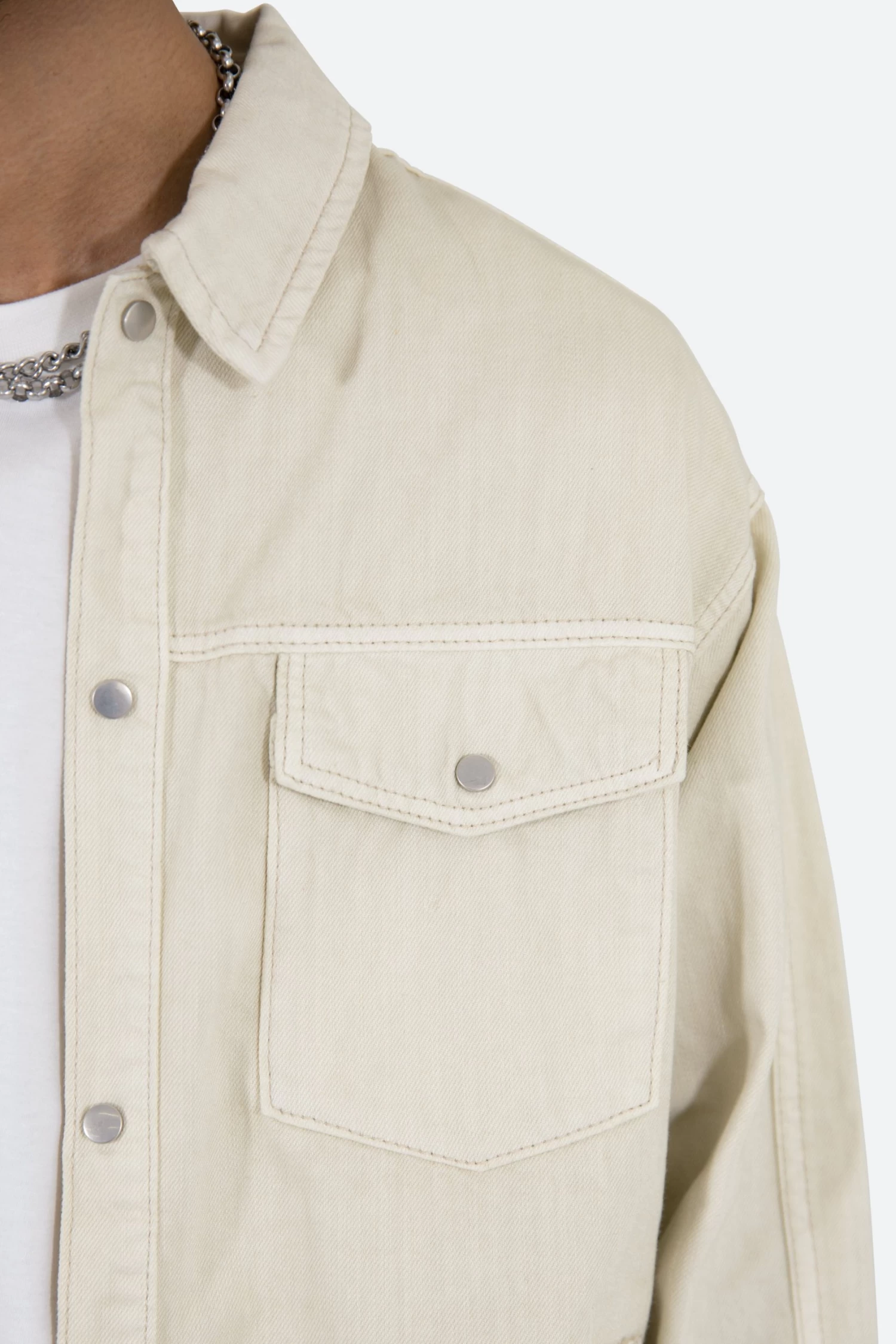 Denim Over Shirt - White 9 Denim Over Shirt - White - Image 7