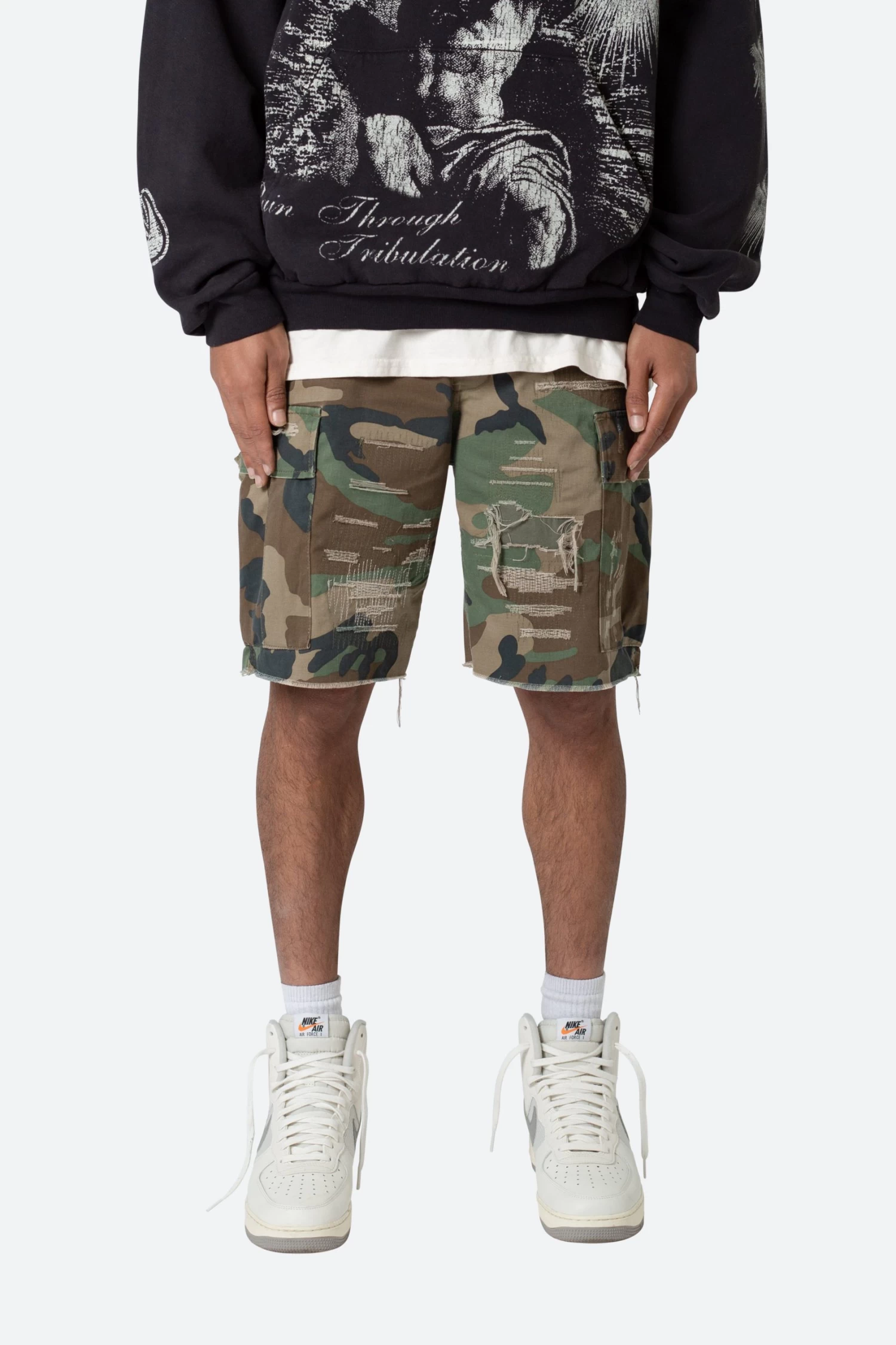 Distressed Cargo Shorts - Camo 4 Distressed Cargo Shorts - Camo - Image 2