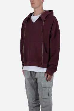 Extended Drawcord Hoodie - Burgundy -clothing Extended Drawcord Hoodie Burgundy 3