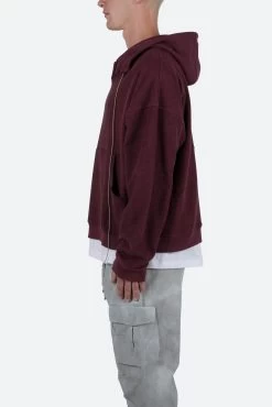 Extended Drawcord Hoodie - Burgundy -clothing Extended Drawcord Hoodie Burgundy 4
