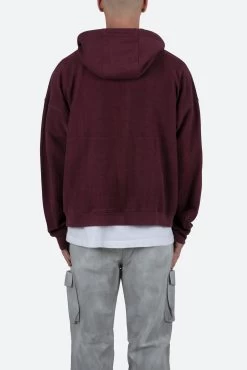 Extended Drawcord Hoodie - Burgundy -clothing Extended Drawcord Hoodie Burgundy 5
