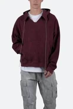 Extended Drawcord Hoodie - Burgundy -clothing Extended Drawcord Hoodie Burgundy 6
