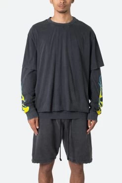 Flame Double Layer L/S Tee - Black 12 Flame Double Layer L/S Tee - Black -clothing Flame Double Layer LS Tee Black 3