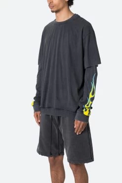 Flame Double Layer L/S Tee - Black 16 Flame Double Layer L/S Tee - Black -clothing Flame Double Layer LS Tee Black 7 b5271291 b67e 4686 afbe 4f2341f95eb3