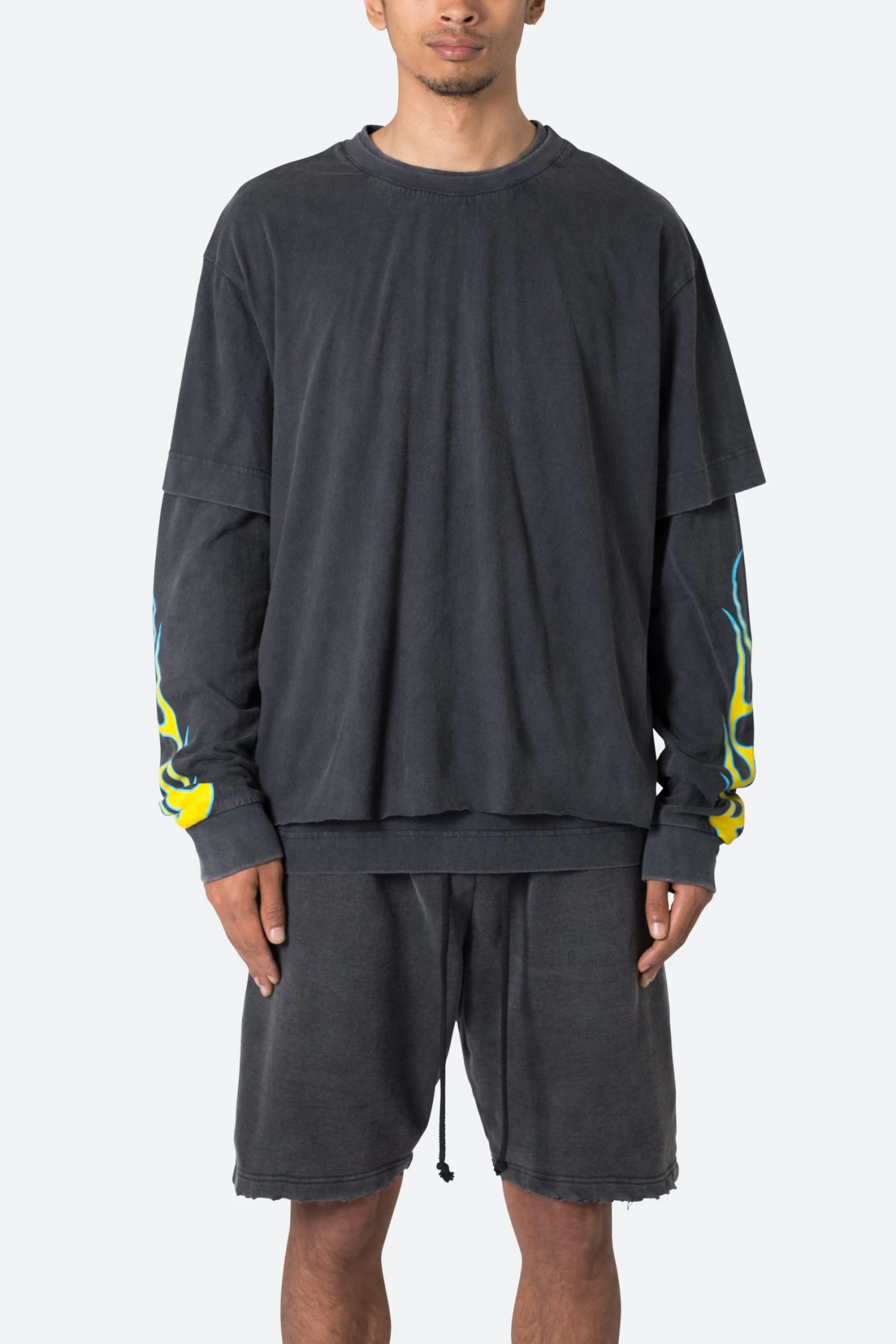 Flame Double Layer L/S Tee - Black 3 Flame Double Layer L/S Tee - Black