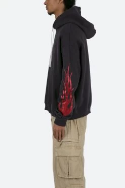 Flame Hoodie - Black 17 Flame Hoodie - Black -clothing Flame Hoodie Black 7