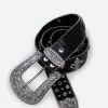 Fleur Studded Rhinestone Belt - Black -clothing Fleur Studded Rhinestone Belt Black