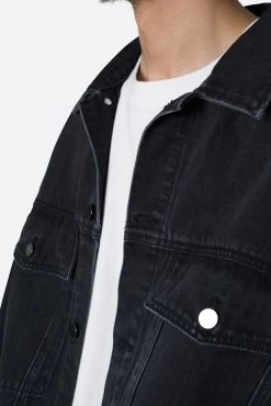 Frayed Denim Jacket - Washed Black -clothing Frayed Denim Jacket Washed Black 8