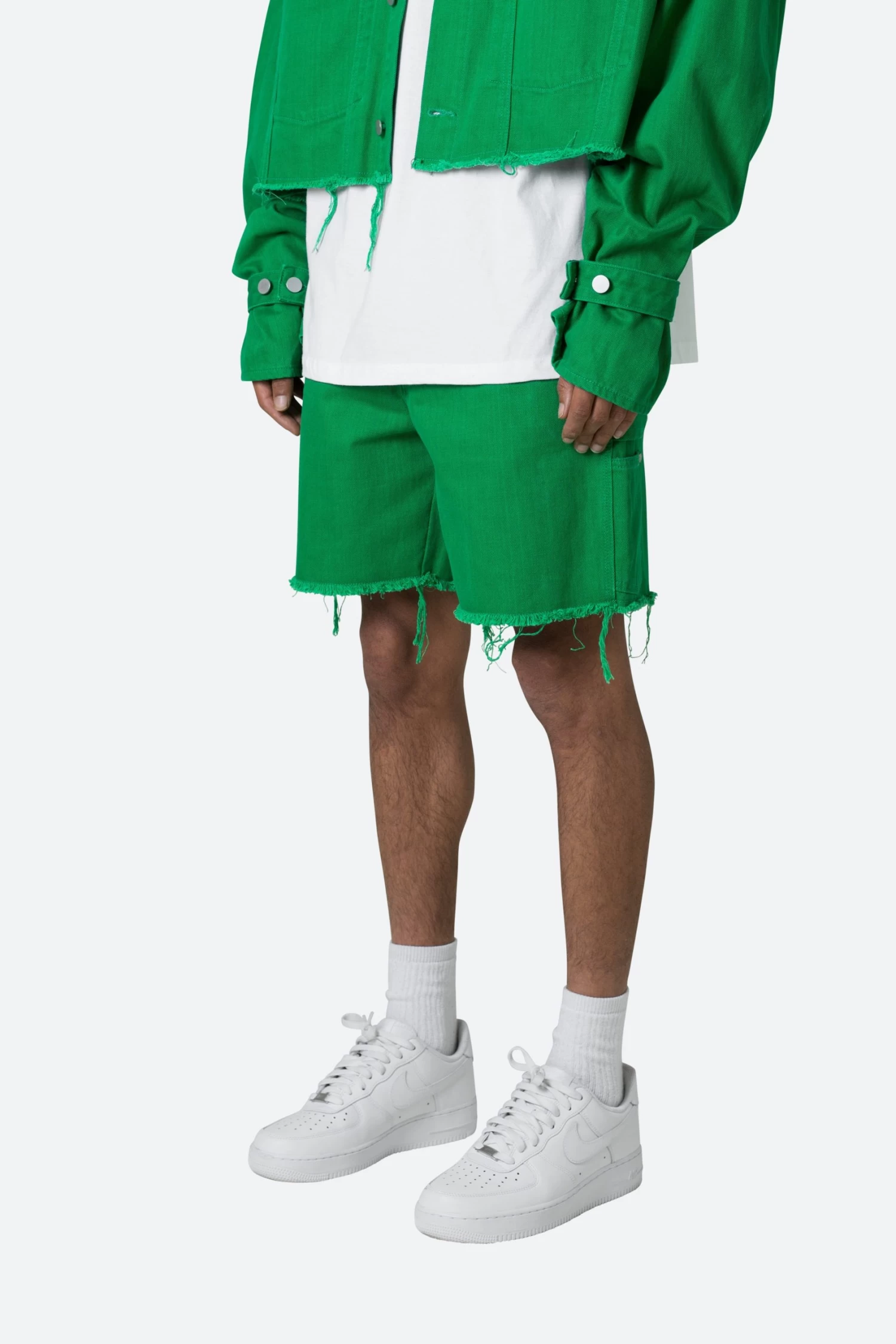 Frayed Denim Shorts - Green 5 Frayed Denim Shorts - Green - Image 3