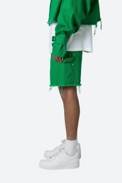 Frayed Denim Shorts - Green 13 Frayed Denim Shorts - Green -clothing Frayed Denim Shorts Green 4