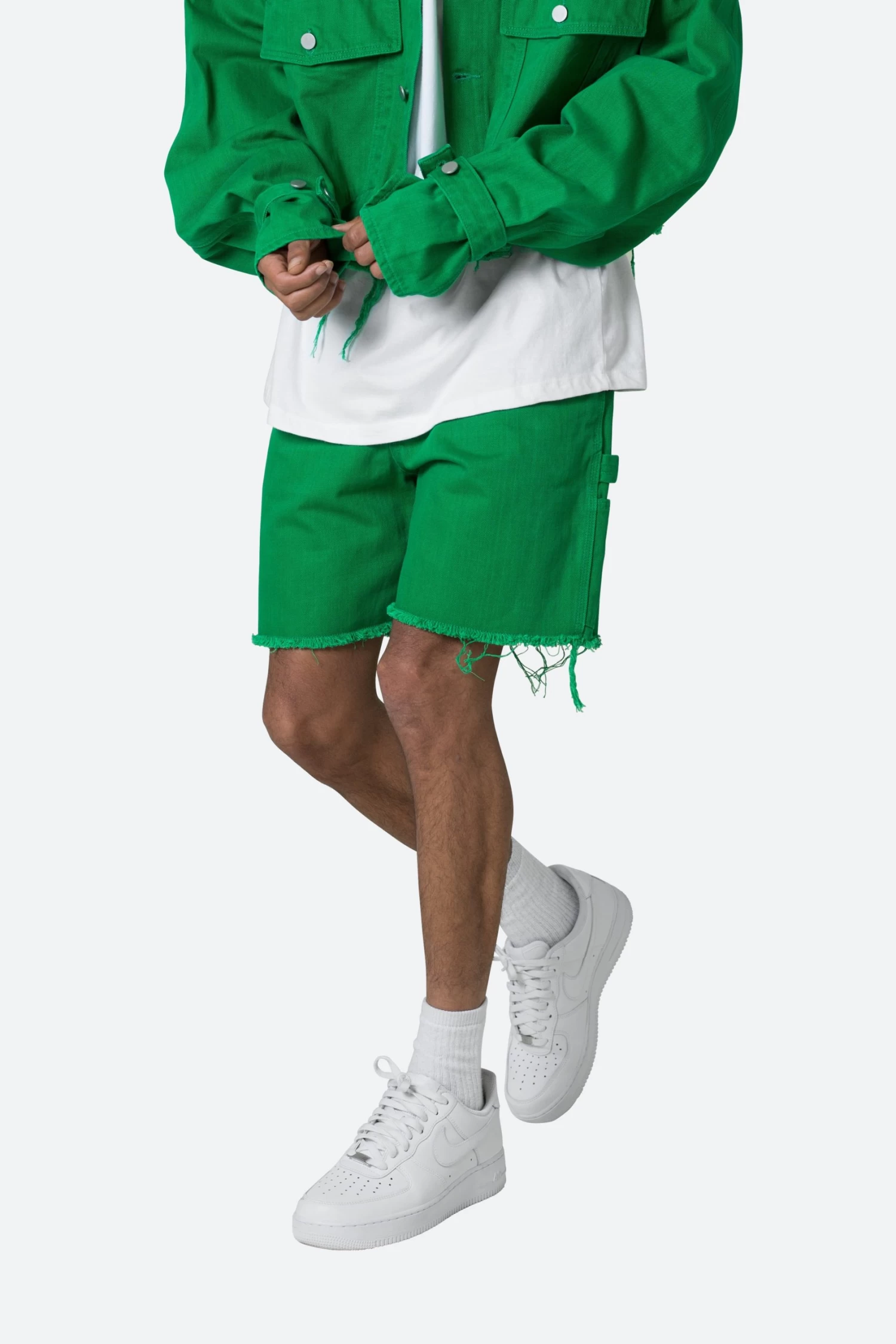 Frayed Denim Shorts - Green 8 Frayed Denim Shorts - Green - Image 6