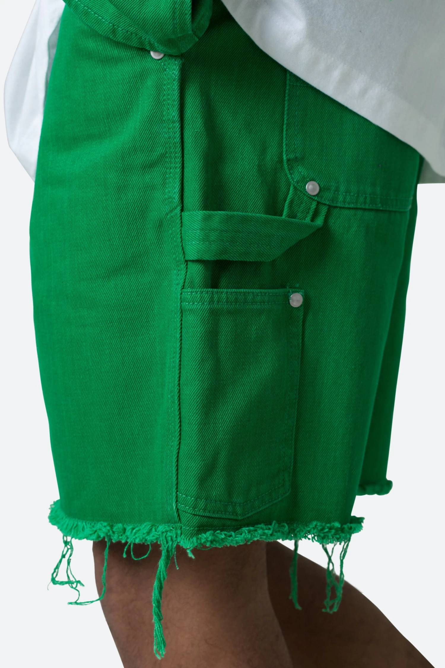 Frayed Denim Shorts - Green 10 Frayed Denim Shorts - Green - Image 8