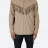Fringe Western Shirt - Tan -clothing Fringe Western Shirt Tan