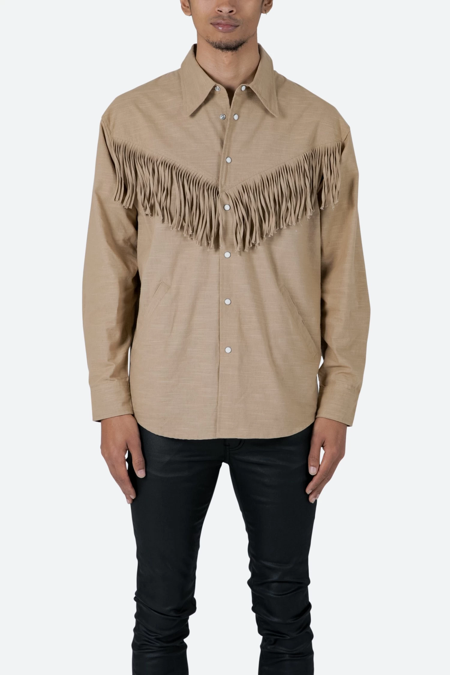 Fringe Western Shirt - Tan 4 Fringe Western Shirt - Tan - Image 2